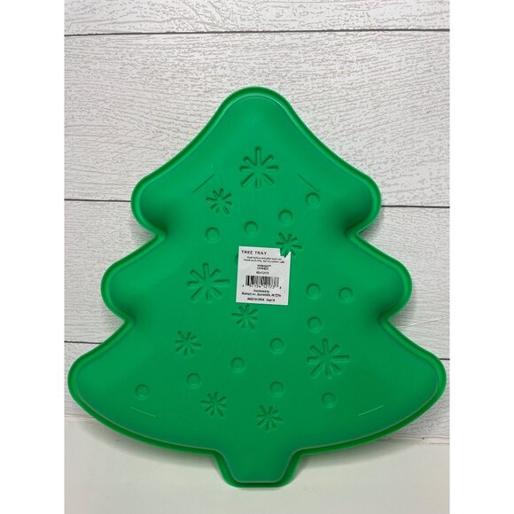 Christmas Tree Platter Plastic Party Server Ware Green Holiday Party Event Tray - Picture 4 of 4